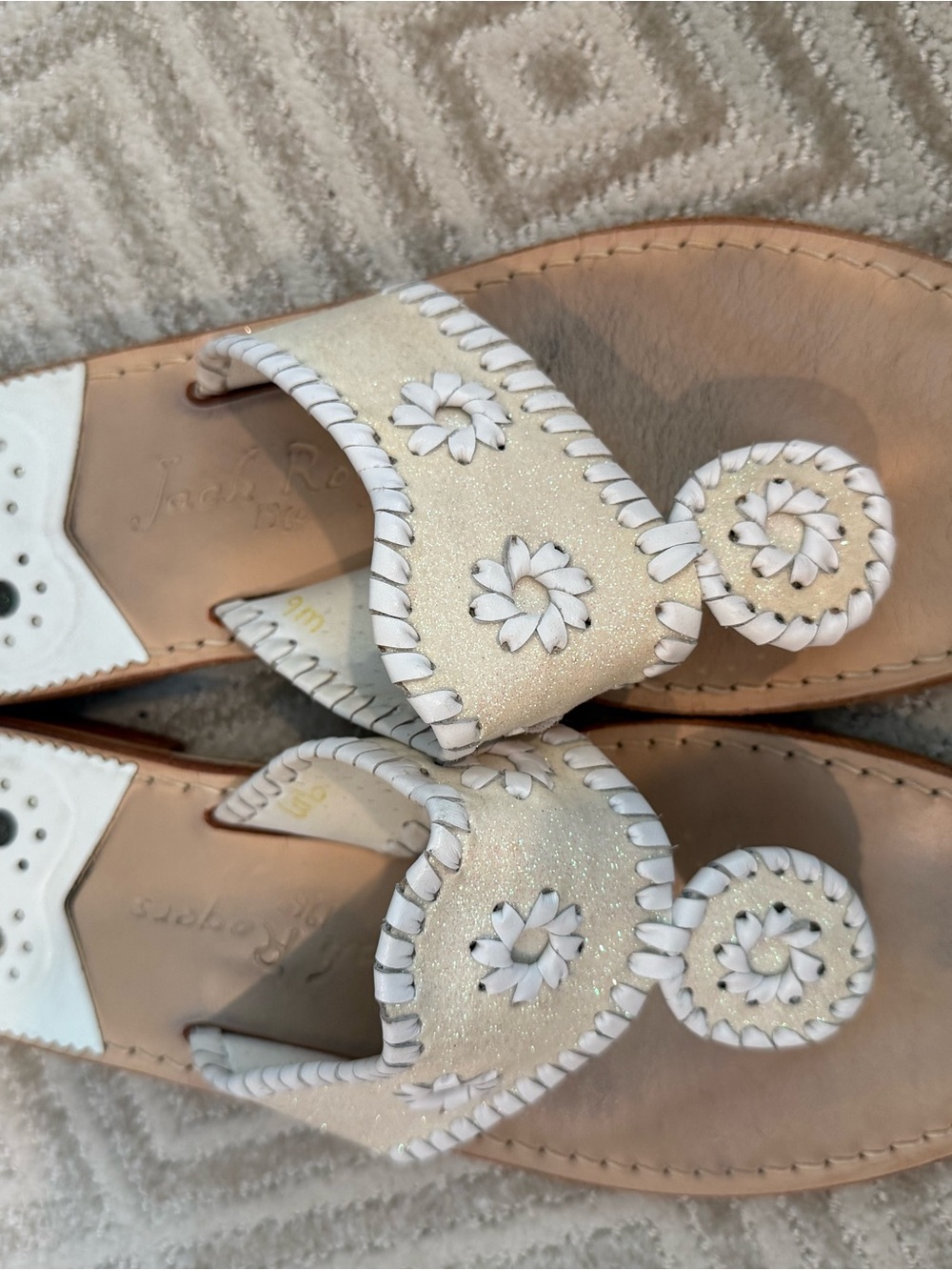 Jack Rogers White/Cream Glitter original Jack Sandals